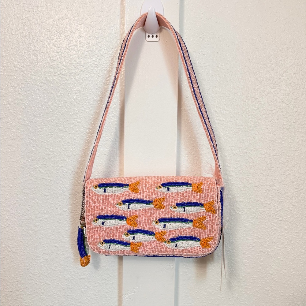 Anthropologie Pink Sardine Fish Shoulder Bag